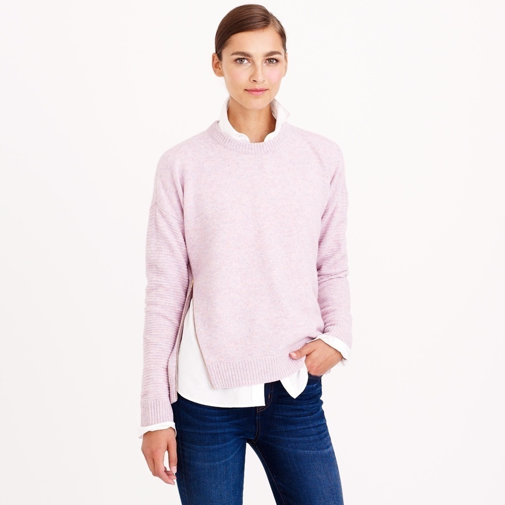J crew Women's Purple Pink Lambswool Side Zip Sweater
